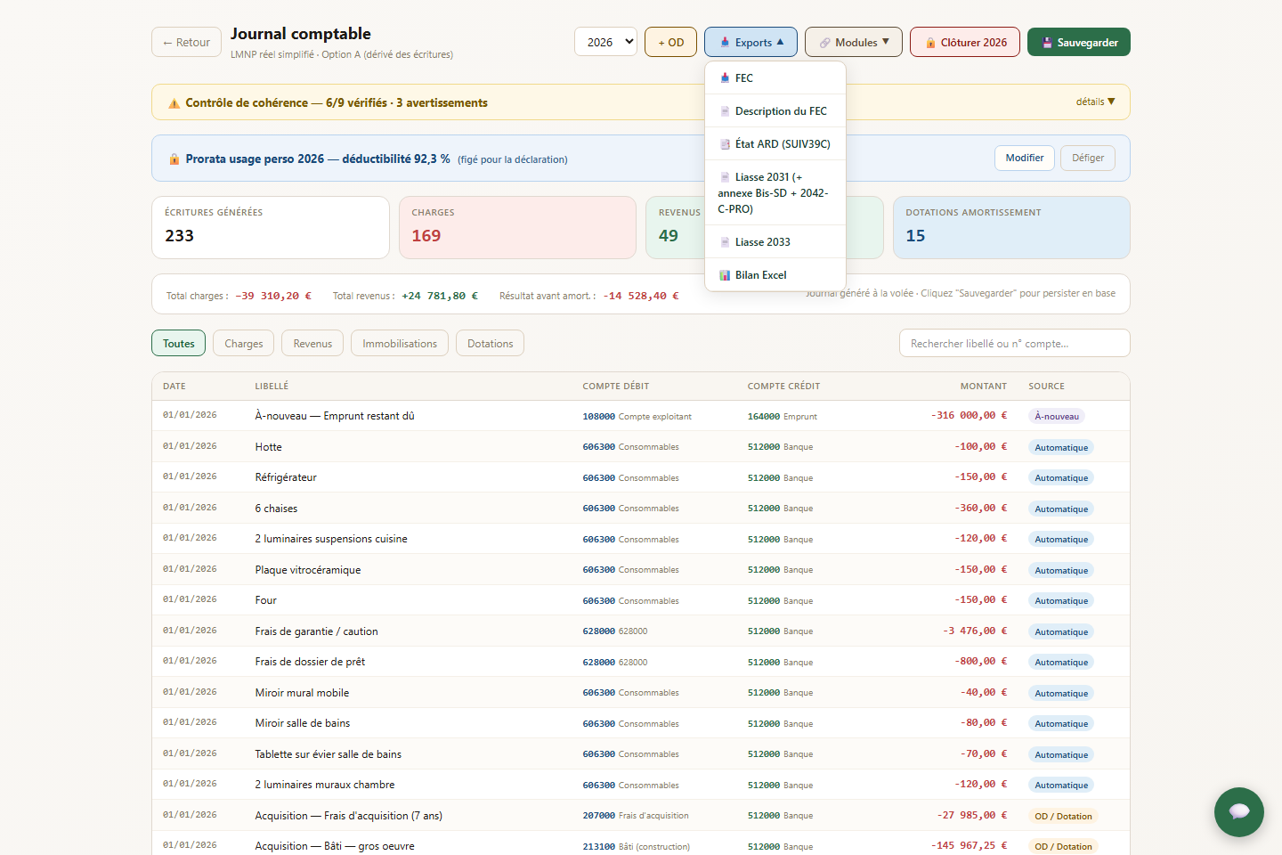 Menu Exports